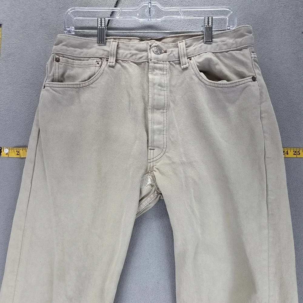 Vintage Levis‎ 501 Jeans Mens Beige Button Fly Made in USA Fits 30x32